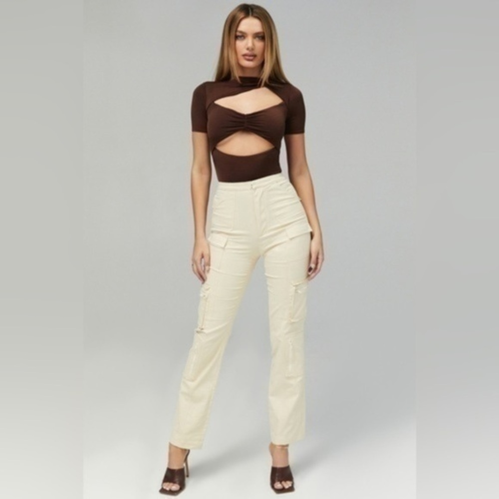 Mistress rocks. Los Angeles 'BEST LIFE' Cream Cargo Trousers
